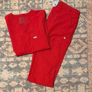Red Scrub Set